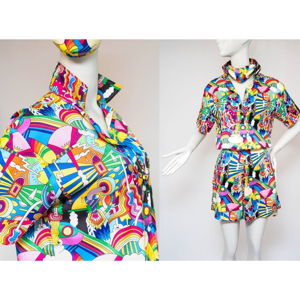Unisex Three Piece Festival Set with Matching Mask - Colorful Loungewear